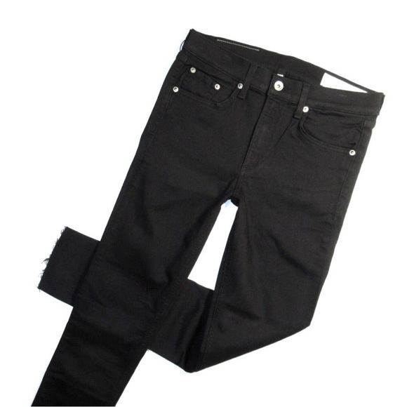 NWT - Rag & Bone Women’s Black Raw Hem Ankle Skinny Jeans Size 27 - Picture 3 of 13